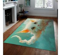 WEECHAINGE Tapis Fantastique pour Chat pour Cuisine 160x230cm Tapis de Porte à thème Cartoon Abstract Cloud Tapis antidérapant à Poil Bas Lavable pour Salon et Chambre