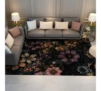 WEECHAINGE Tapis Fleuri coloré 160x200cm Tapis antidérapant pour Jardin de Campagne pour Bureau Tapis Vintage à Poils Bas lavables pour Salon Chambre d’étude