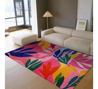 WEECHAINGE Tapis Fleuri coloré 80x150cm Tapis lavables pour Salon Chambre Moquette de Sol à Motif Abstrait à Feuilles Douce Lavable pour Salle à Manger Bureau dortoir