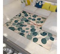 WEECHAINGE Tapis Fleuri Vert pour Salon 100x150cm Lavable en Machine Antidérapant Boho Natural Plant Design Grand Tapis pour Bureau Salle à Manger Soft Short Pile Beige