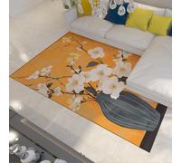 WEECHAINGE Tapis Floraux Nature Morte 180x240cm Vase en Fleur Prunier Blanc Orange Style Art Contemporain Tapis Fin Lavable pour Salon Cuisine