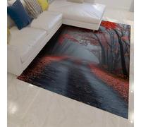 WEECHAINGE Tapis forestiers Brumeux 60x90cm Sentier mystérieux avec Feuilles tombées Tapis pour Chambre rectangulaire à Poils Bas lavables pour Salon sous la Table