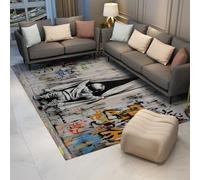 WEECHAINGE Tapis Graffiti pour Chambre à Coucher Tapis d’Art Abstrait Lavable 160x200cm Douceur avec Support antidérapant Multicolore Tirez vers l’arrière Les Rideaux Imprimer Intérieur à Poils Ras