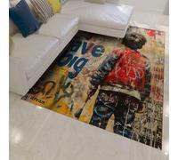 WEECHAINGE Tapis Graffitis Chambre pour garçons Décoration intérieure colorée carpette Art Urbain J AI Un Grand rêve Citation inspirante Descente de lit imprimé antidérapant à Poil Bas du 180x270cm