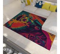 WEECHAINGE Tapis Guitare pour Salon Musique colorée carpette Pop Art Chambre Chanteurs musicaux Abstrait antidérapant Lavable Descente de lit Pliable Style Graffiti 60x90cm
