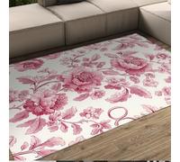 WEECHAINGE Tapis intérieur Fleuri en pivoines 60x120cm Tapis Vintage Belles d’Art antidérapants Roses Moquette Douce à Poil Bas Lavable pour Salon Décoration intérieure