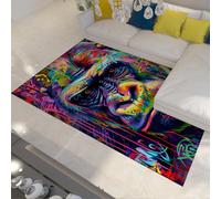 WEECHAINGE Tapis lavables en Machine 160x230cm Graffiti Banksy de Salon Grand Gorille coloré Rue Art pour Chambre à Coucher antidérapant Doux Poils Ras Moderne Décoration intérieure Bureau