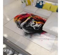 WEECHAINGE Tapis lavables Salon Noir et Blanc Grand 100x150cm Doux Poils Bas Gorille coloré Splash Art pour Chambre Banksy Moderne Cuisine Salle à Manger Anti Slip Non Shedding