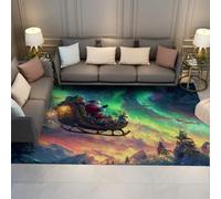 WEECHAINGE Tapis Noël Northern Lights 60x120cm Tapis fantastiques Aurore colorées pour Le Salon antidérapant et Fin pour Chambre Salle à Manger