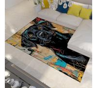 WEECHAINGE Tapis Noir pour Chien pour la nurserie 180x240cm Mode Tapis créatifs pour Le Salon Graffiti d’Animaux Moquette pour Chambre Entrée du Bureau Lavable