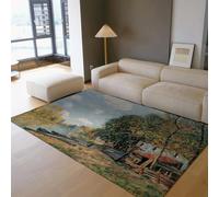 WEECHAINGE Tapis paysagers de Campagne œuvres d Art célèbres Design Rustique Zone antidérapante carpette Jardin au Bord la rivière Peinture à l Huile Descente lit Sol Motif décoration 100x150cm