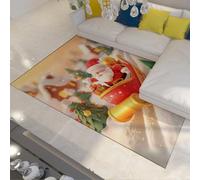 WEECHAINGE Tapis Père Noël Mignon décor noël Moderne imprimé en 3D Tapis Ultra Fin antidérapant Lavable pour couloirs Chambre bébé 140x200cm
