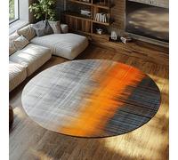 WEECHAINGE Tapis Rond dégradé Abstrait Moderne Motif texturé Orange Gris et Noir Cercle Tapis Lavable en Machine Doux pour la décoration de Sol de Bureau 90cm