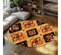 WEECHAINGE Tapis Rond géométrique Moderne - Motif Abstrait Doux à Poils Ras, Lavable et antidérapant pour Salon/Bureau/Chambre d'enfant 135cm