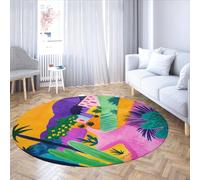 WEECHAINGE Tapis Ronds de décors désertiques tropicaux colorés 90cm Circulaire Abstrait antidérapant coloré Tapis Doux à Poils Bas lavables pour Cuisine de nurserie