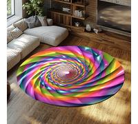 WEECHAINGE Tapis Ronds Tourbillon coloré Tapis lavables antidérapants en Spirale de Bonbons à Poils Ras pour Le Salon Salle de Jeux Salle de Jeux Décoration intérieure 240cm