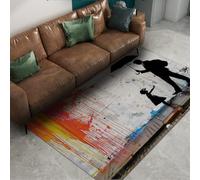 WEECHAINGE Tapis Urban Graffiti 80x150cm Tapis à Motif Fille et père d’Art de Rue pour Chambre Moquette colorée à Poil Bas Lavable pour Le Studio nurserie