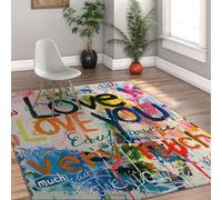 WEECHAINGE Tapis Vintage 60x120cm pour Les couloirs Boho Cuisine Graffiti Tapis Moderne Lavable pour Chambre Doux Grand avec Mots Colorés pour Entrée Blanchisserie Dortoir
