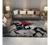 WEECHAINGE Tapis Vintage Salon 200x300cm Banksy Street Art Cavalier Chambre Moderne À Pils Courts Gris avec Rouge Antidérapant Grands