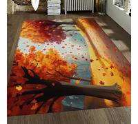 WEECHAINGE Thème d’Automne 80x150cm Tapis tombants Chemin de Feuilles d’érable imprimé pour Chambre et Salon Tapis d’intérieur Doux à Poil Bas Lavable antidérapant