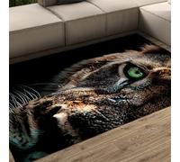 WEECHAINGE Tiger Green Eye pour Salon Tapis 120x150cm Wild Animals Print Grand Chambre à Coucher Traditionnel Noir Cuisine avec Support antidérapant Non muant