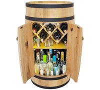 weeco Étagère à vin LED avec Porte et Porte vin - Baril de Maison - Décoration Rustique - Meuble de Bar - Support à vin - Bière en tonneau - Bar à Whisky - Porte Bouteilles 80x50cm