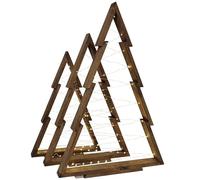WEECO Lot de 3 Sapins de Noël en Bois XLL avec Éclairage LED - Décoration Festive 113 cm, 90 cm, 78 cm - Arbres pour Intérieur et Extérieur - Wengé