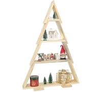 WEECO Sapin de Noël décoratif en bois avec 4 étagères pour décorations de Noël Forme d'arbre XLL 110 x 67 cm Bois naturel laqué de n'importe quelle couleur Prêt à peindre Arbre décoratif pour Noël