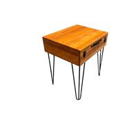 weeco Table basse vintage avec coffre de rangement, 50 x 40 x 15 cm, chêne clair, pieds en métal, design industriel