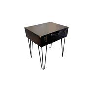 weeco Table basse vintage avec coffre de rangement, 50 x 40 x 15 cm, noir, pieds en métal, design industriel