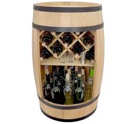 weeco Tonneau Bar en Bois avec Casier à Vin - Meuble Bar Rustique - Armoire à Bouteilles - Bar en Fût de Vin - Décoration pour Salon - 80x50cm Chêne Clair