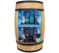 WEECO Tonneau Bar en Bois avec Éclairage LED RGB - Meuble Rustique pour Bouteilles - Bar Design Unique - Fait à la Main en Bois Massif de Hêtre - Idéal pour Salon, Restaurant ou Bureau 80x50x44cm