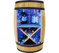weeco Tonneau en Bois Bar avec éclairage LED 81 cm - Armoire Rangement Bouteille Alcool - Casier à vin Whisky Bière Gin - Meuble Rustique - Fait Main Table Basse. Un Cadeau pour Un Homme