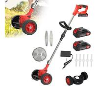 Weed Wacker Désherbeur électrique sans fil, 24 V, alimenté par batterie, tondeuse à gazon télescopique, avec roues pour cour et jardin