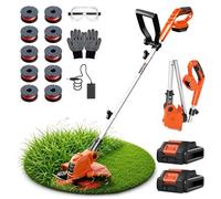 Weed Wacker Eater Tondeuse électrique à piles | Désherbeur sans fil 21 V, 2 x 2,0 Ah à piles, outil de débroussailleuse léger à faible bruit de 30,5 cm pour petites cours