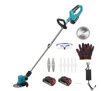 Weed Wacker sans fil, coupe-bordure 21 V avec tige télescopique, batterie 2 X 2,0 Ah, 3 types de lames, verrouillage de sécurité, désherbeur électrique léger pour pelouse, jardin, bordures Bleu