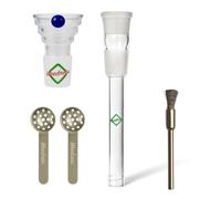 Weedness Bong Verre Chillum Diffuseur 18,8 mm Fente 17 cm Ensemble 4 pièces - Accessoire Shillum Tête Adaptateur Embout Steckchillum Raccord