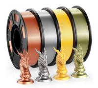 WEEFUN Filament PLA Soie pour Imprimante 3D Pack, Filaments PLA 1.75mm, Filament pour Imprimantes 3D FDM, Soie-Or/Rouge Bronze/Bronze/Argent, 200g X 4 Bobines, Total 800g