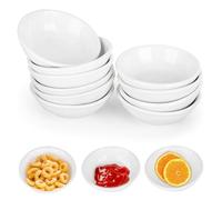 WeeGoo Lot de 10 petits bols ronds en porcelaine, 7,5 x 2,5 cm, petits plats à sauce soja en porcelaine blanche pour ketchup, assaisonnement, épices