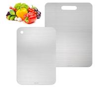 WeeGoo Lot de 2 planches à découper double face en acier inoxydable 304 pour viande, légumes, fruits