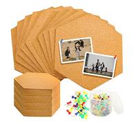 WeeGoo Lot de 20 tableaux hexagonaux en liège autocollants pour murs, panneaux hexagonaux en liège avec 200 punaises colorées pour photos, notes, dessin, mémo (20 x 17,5 x 0,6 cm)