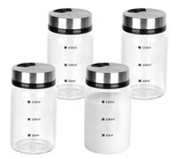 WeeGoo Lot de 4 salières et poivrières avec trous de versement réglables, 150 ml en verre rotatif, distributeur d'épices pour barbecues, restaurants, pique-niques