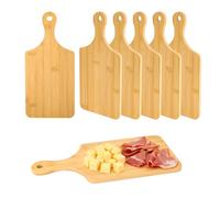 WeeGoo Lot de 6 planches à découper épaisses en bambou avec poignée, 28 x 12,7 x 0,8 cm pour cuisine, charcuterie, pizza, fruits, légumes, viande, pain