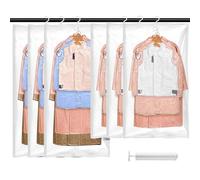 WeeGoo Lot de 6 sacs de rangement sous vide à suspendre pour vêtements avec pompe, économiseur d'espace pour manteaux, costumes, robes, couettes (3 longs 135 x 70 cm et 3 courts 110 x 70 cm)