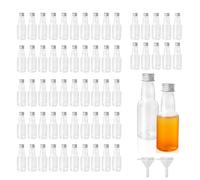 WeeGoo Lot de 60 mini bouteilles de liqueur en plastique avec bouchon à visser - 50 ml - Bouteilles d'alcool miniatures avec entonnoirs pour mariage, fête, voyage