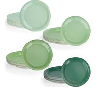 WeeGoo Lot de 96 assiettes en carton vert sauge de 17,8 cm - Assiettes à dessert rondes dégradées - Assiettes en carton colorées pour fête, mariage, anniversaire