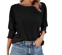 Weekeen Women's 2025 Fashion Tops 3/4 Sleeve T-Shirts, Cute Crewneck Basic Business Tees with Gathered Cuffs, Soft Breathable