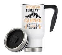 Weekend Forecast Camping with A Chance of Cold Beer in My Hand Tasse à café isotherme de voyage 480 ml Blanc
