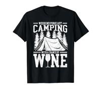 Weekend Forecast Camping with A Chance of Wine T-Shirt Graphique avec Valeur, Homme, Noir, S