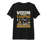 Weekend Forecast Camping with A Change of Drinking Camper T-Shirt Haut de Gamme